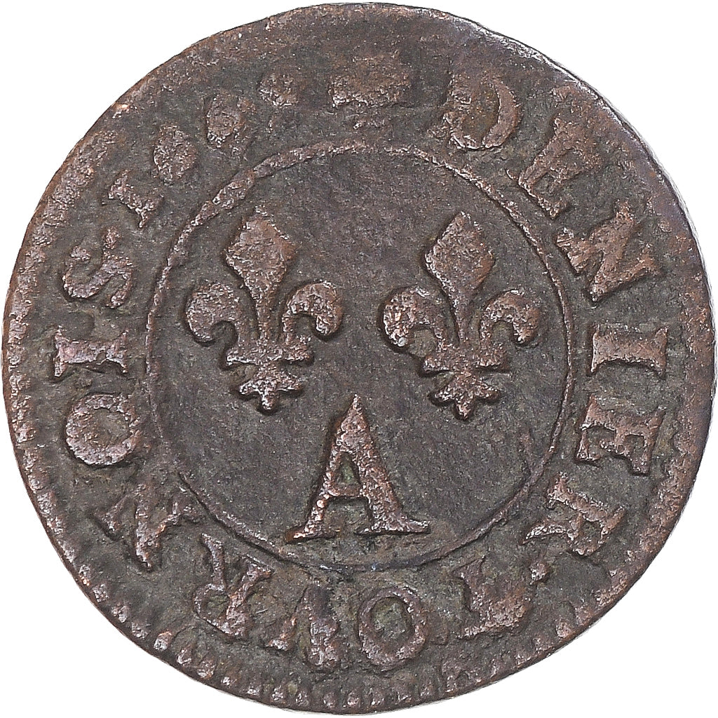Münze, Frankreich, Louis XIV, Denier Tournois, 1649, Paris, S+, Kupfer, KM:167