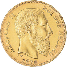 Moneda, Bélgica, Leopold II, 20 Francs, 20 Frank, 1878, MBC+, Oro, KM:37