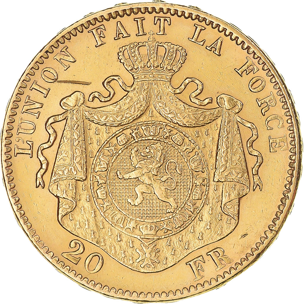 Moneda, Bélgica, Leopold II, 20 Francs, 20 Frank, 1878, MBC+, Oro, KM:37