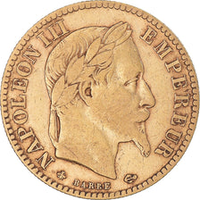 Moneta, Francia, Napoleon III, 10 Francs, 1863, Paris, MB+, Oro, KM:800.1
