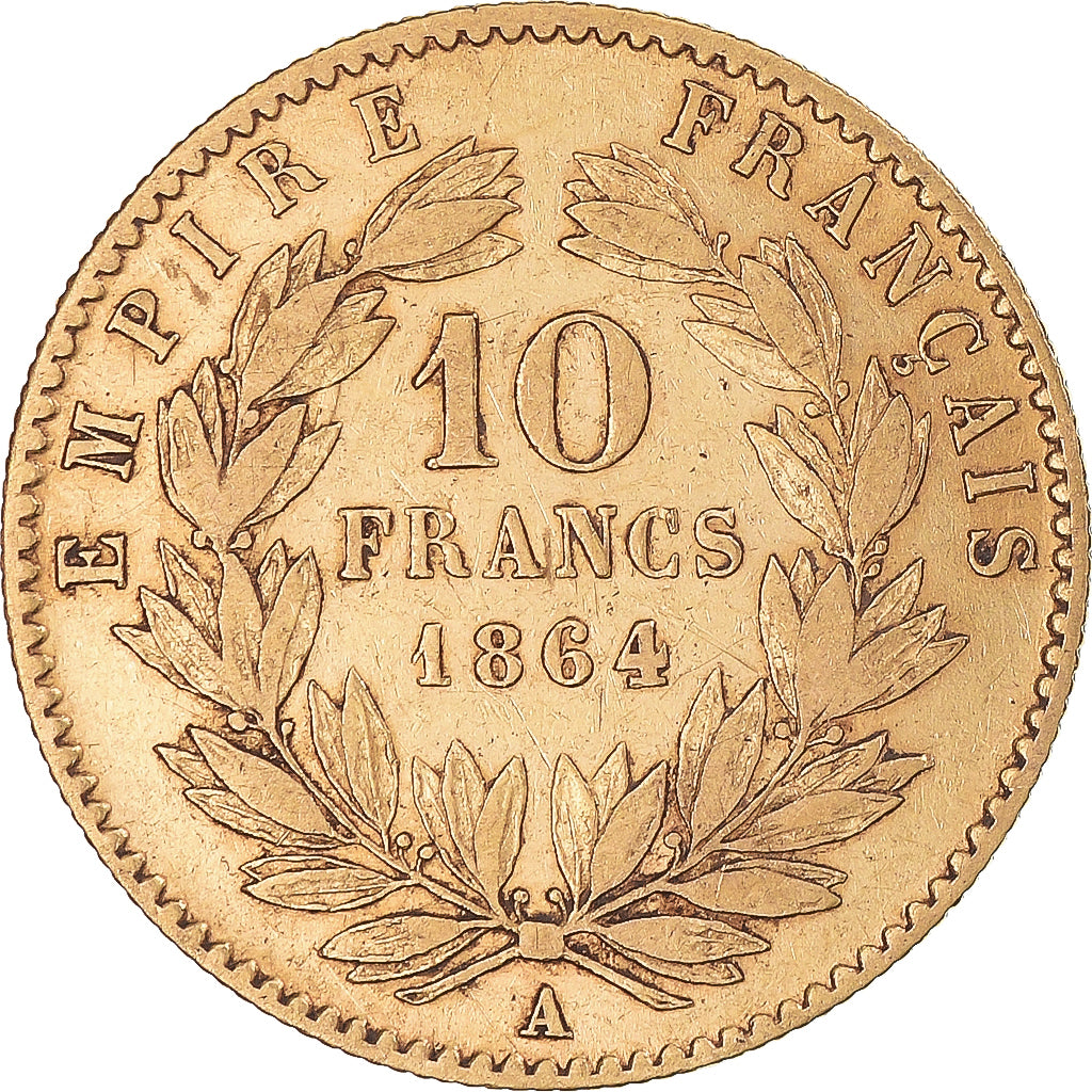 Monnaie, France, Napoleon III, 10 Francs, 1864, Paris, TB+, Or, Gadoury:1015