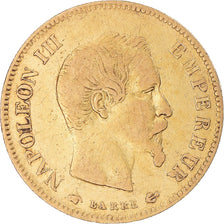 Moneda, Francia, Napoleon III, 10 Francs, 1857, Paris, BC+, Oro, KM:784.3