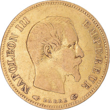 Moneda, Francia, Napoleon III, 10 Francs, 1858, Paris, BC+, Oro, KM:784.3