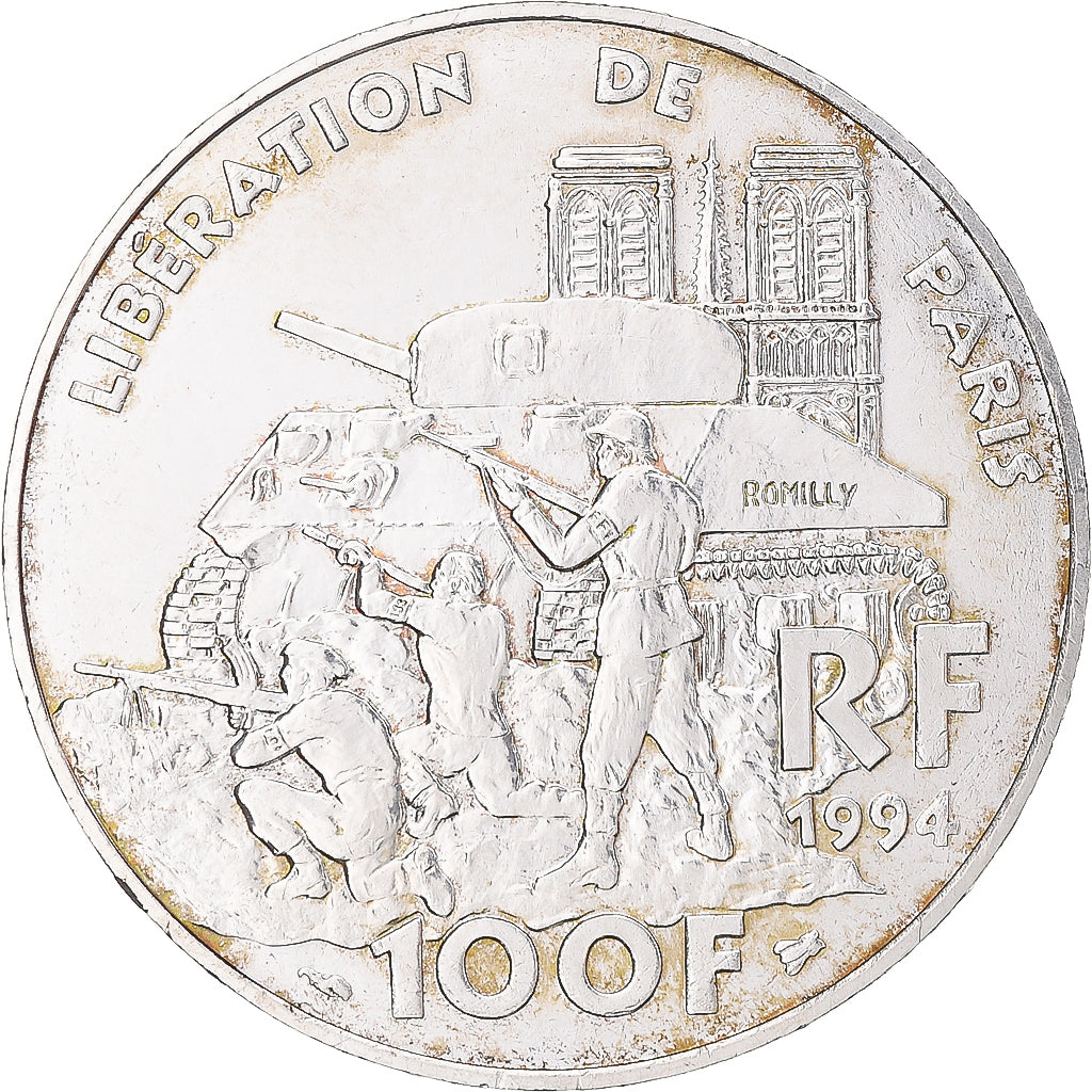 Coin, France, Libération de Paris, 100 Francs, 1994, AU(50-53), Silver