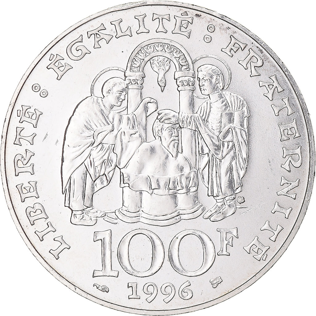 Coin, France, Clovis, 100 Francs, 1996, AU(50-53), Silver, KM:1180, Gadoury:953