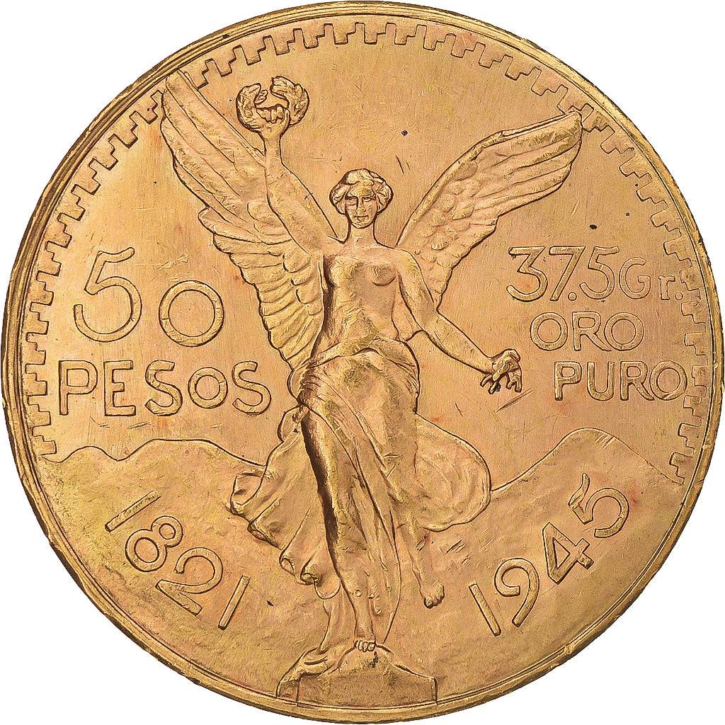 Moneda, México, 50 Pesos, 1945, Mexico City, EBC, Oro, KM:481