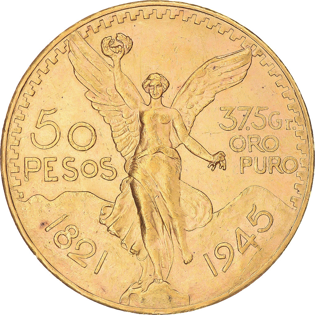 Moneda, México, 50 Pesos, 1945, Mexico City, EBC, Oro, KM:481