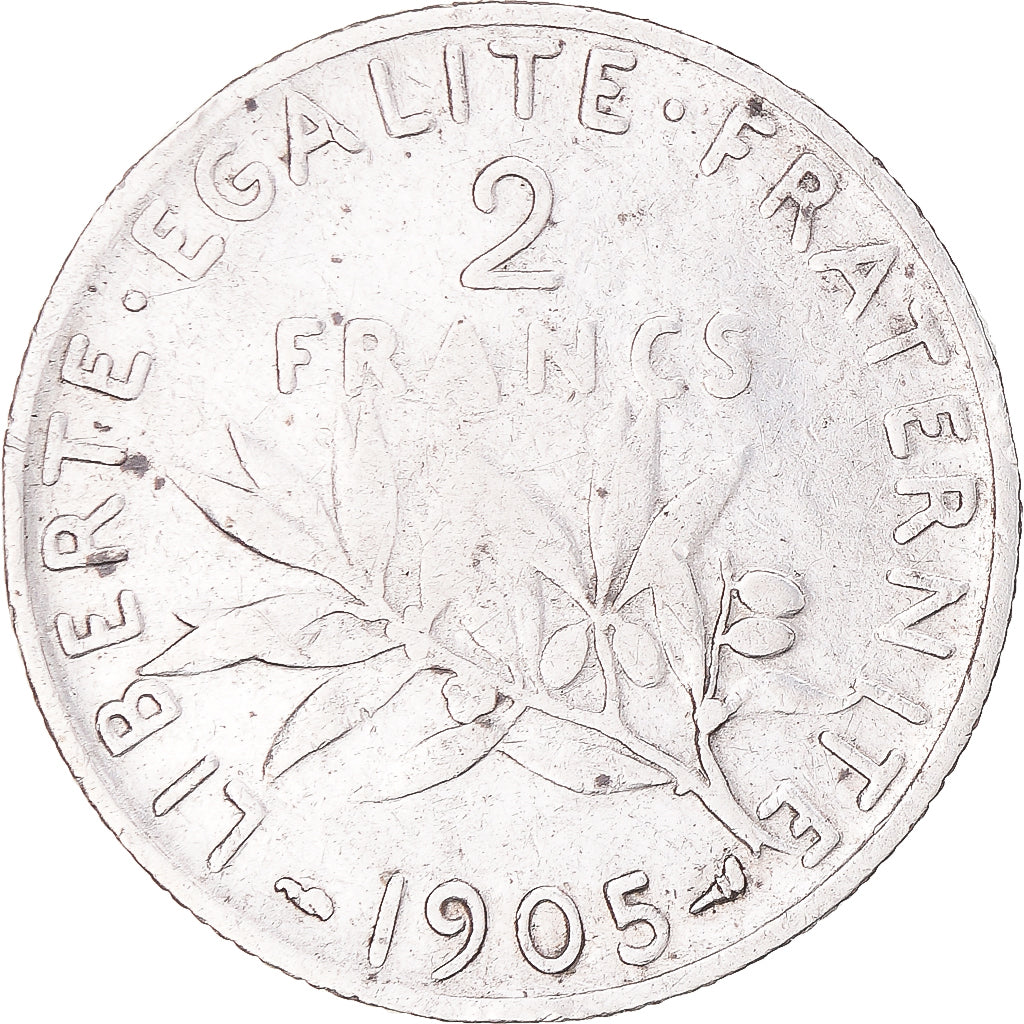 Moneta, Francia, Semeuse, 2 Francs, 1905, Paris, MB, Argento, KM:845.1