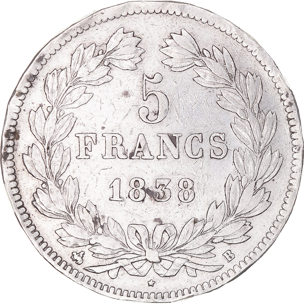 Coin, France, Louis-Philippe, 5 Francs, 1838, Rouen, VF(30-35), Silver