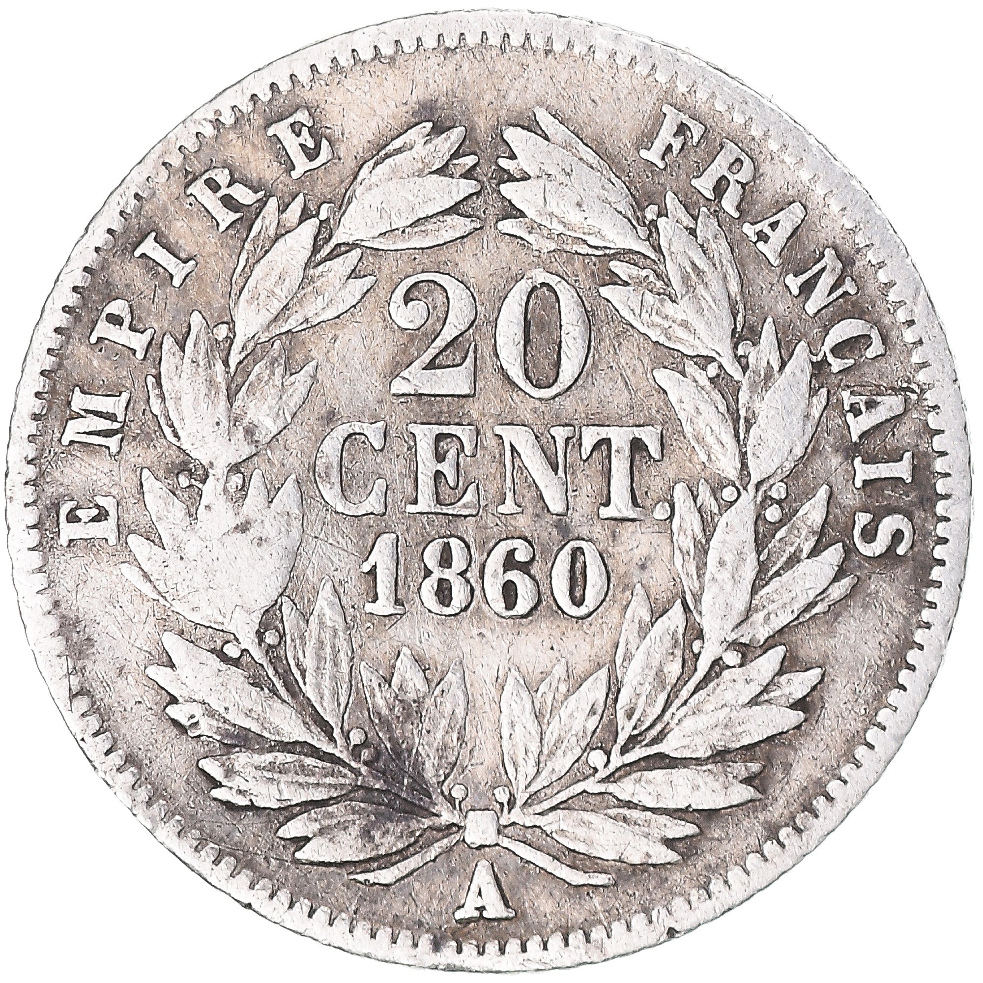 Moneta, Francia, Napoleon III, 20 Centimes, 1860, Paris, MB, Argento, KM:778.1