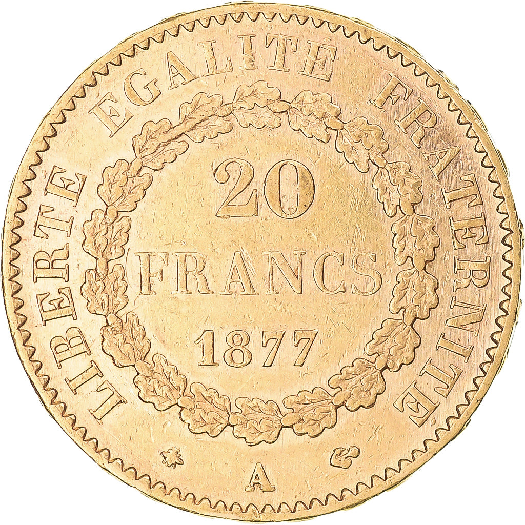 Münze, Frankreich, Génie, 20 Francs, 1877, Paris, VZ, Gold, KM:825