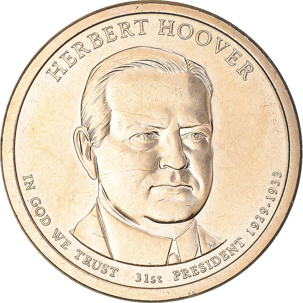Moneda, Estados Unidos, Herbert Hoover, Dollar, 2014, Philadelphia, EBC+, Cobre