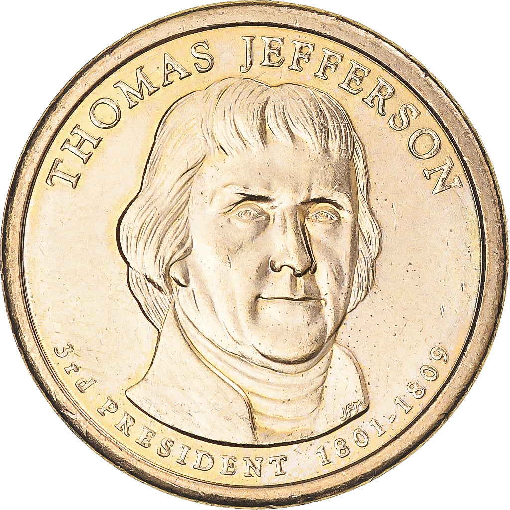 Coin, United States, Thomas Jefferson, Dollar, 2007, U.S. Mint, Denver