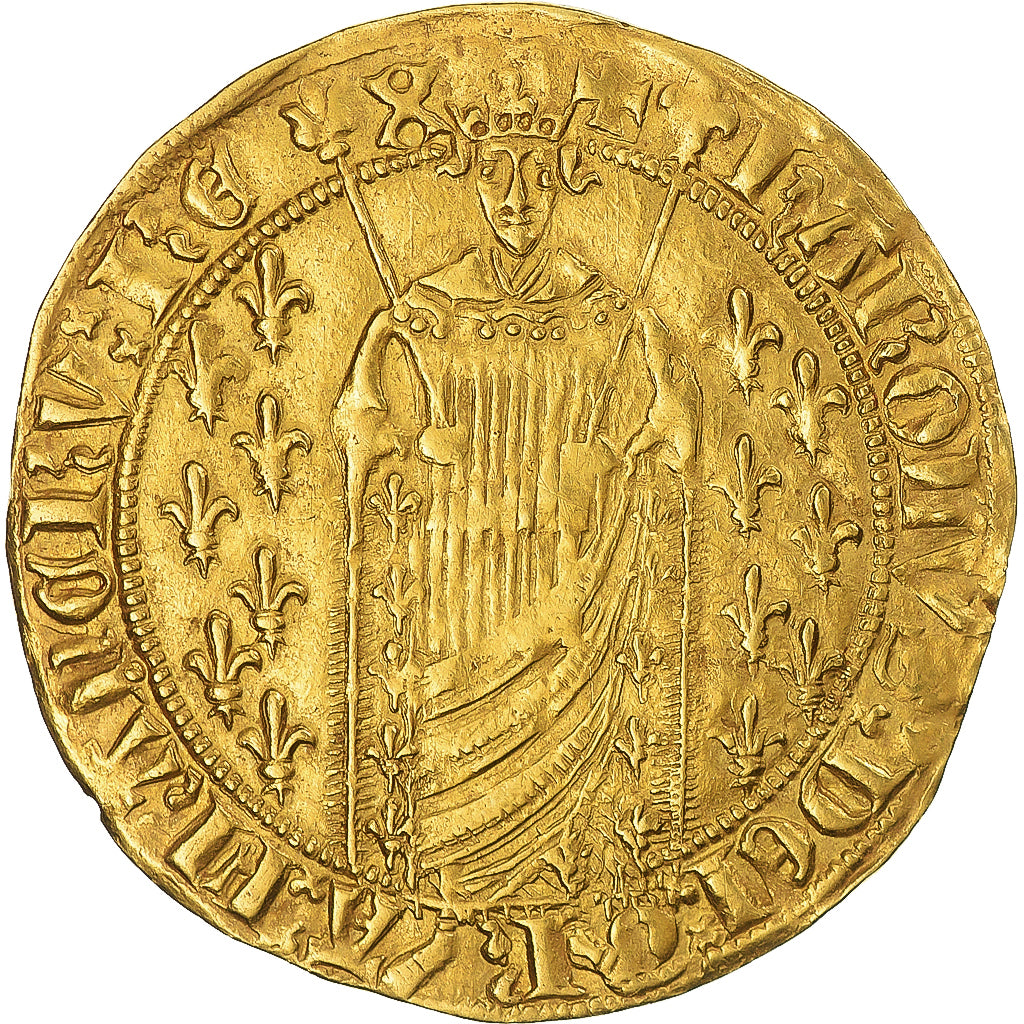 Francia, Charles VII, Royal d'or, 1422-1461, St André-Lés-Avignon, Rare, EBC