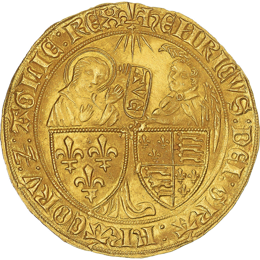 Moneda, Francia, Henri VI, Salut d'or, 1422-1453, Saint Lô, Rare, EBC, Oro