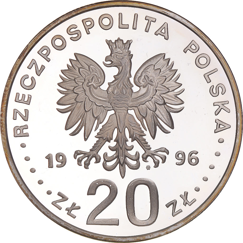 Moeda, Polónia, 20 Zlotych, 1996, Warsaw, MS(65-70), Prata, KM:309