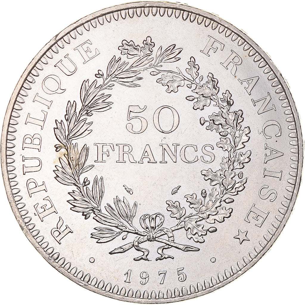 Coin, France, Hercule, 50 Francs, 1975, Paris, MS(60-62), Silver, KM:941.1