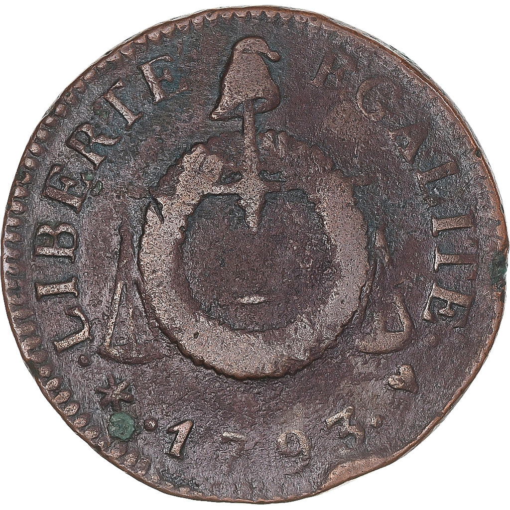 Münze, Frankreich, Sol aux Balances, 1793, Strasbourg, S, Kupfer, Gadoury:19