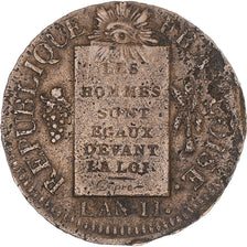 Coin, France, Sol aux balances françoise, Sol, 1793, Strasbourg, VF(30-35)