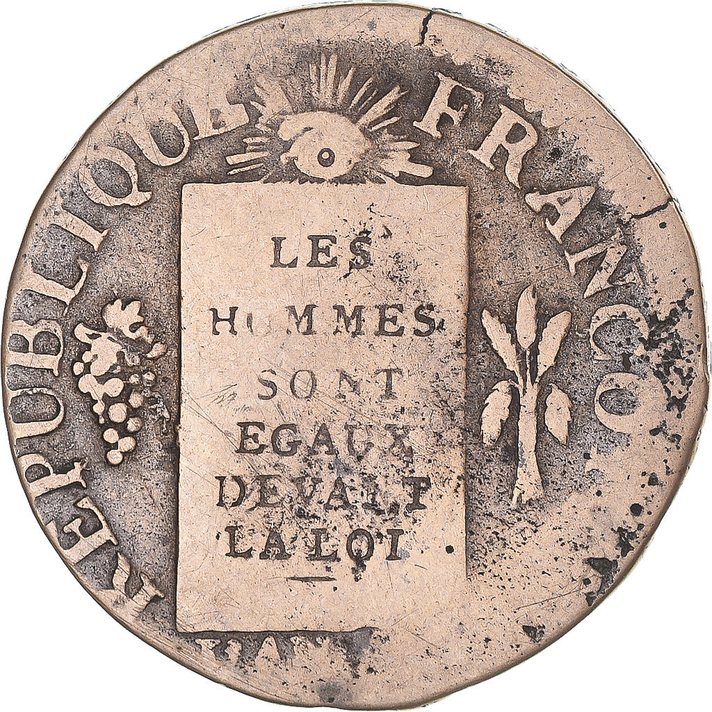 Munten, Frankrijk, Sol aux balances françoise, Sol, 1793, Lille, FR, Bronzen