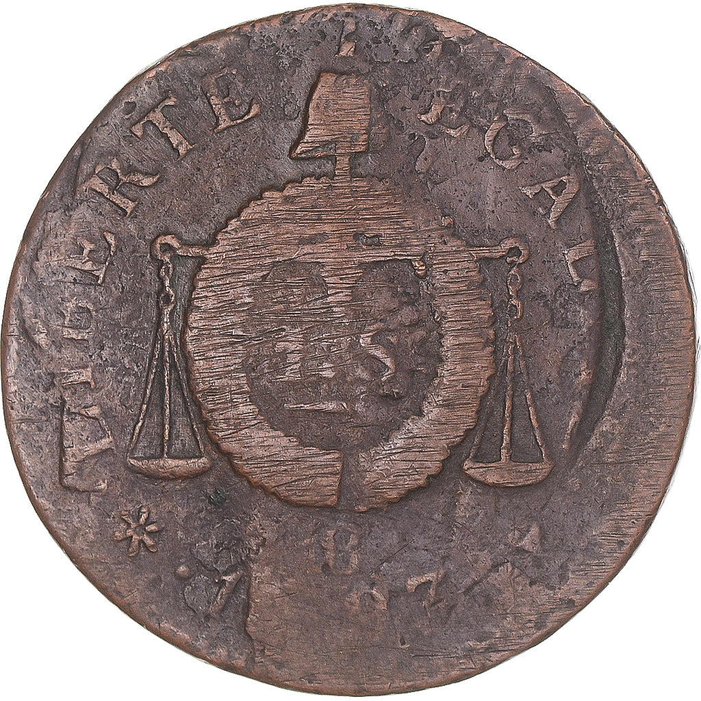 Münze, Frankreich, Sol aux balances françoise, Sol, 1793, Strasbourg, SGE+