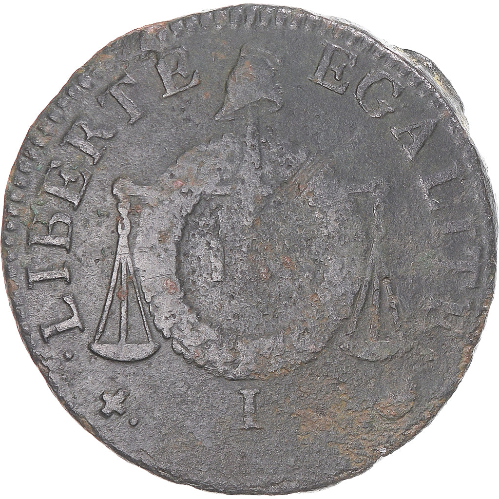 Monnaie, France, Sol aux balances non daté, Sol, (1794), Limoges, TB, Bronze