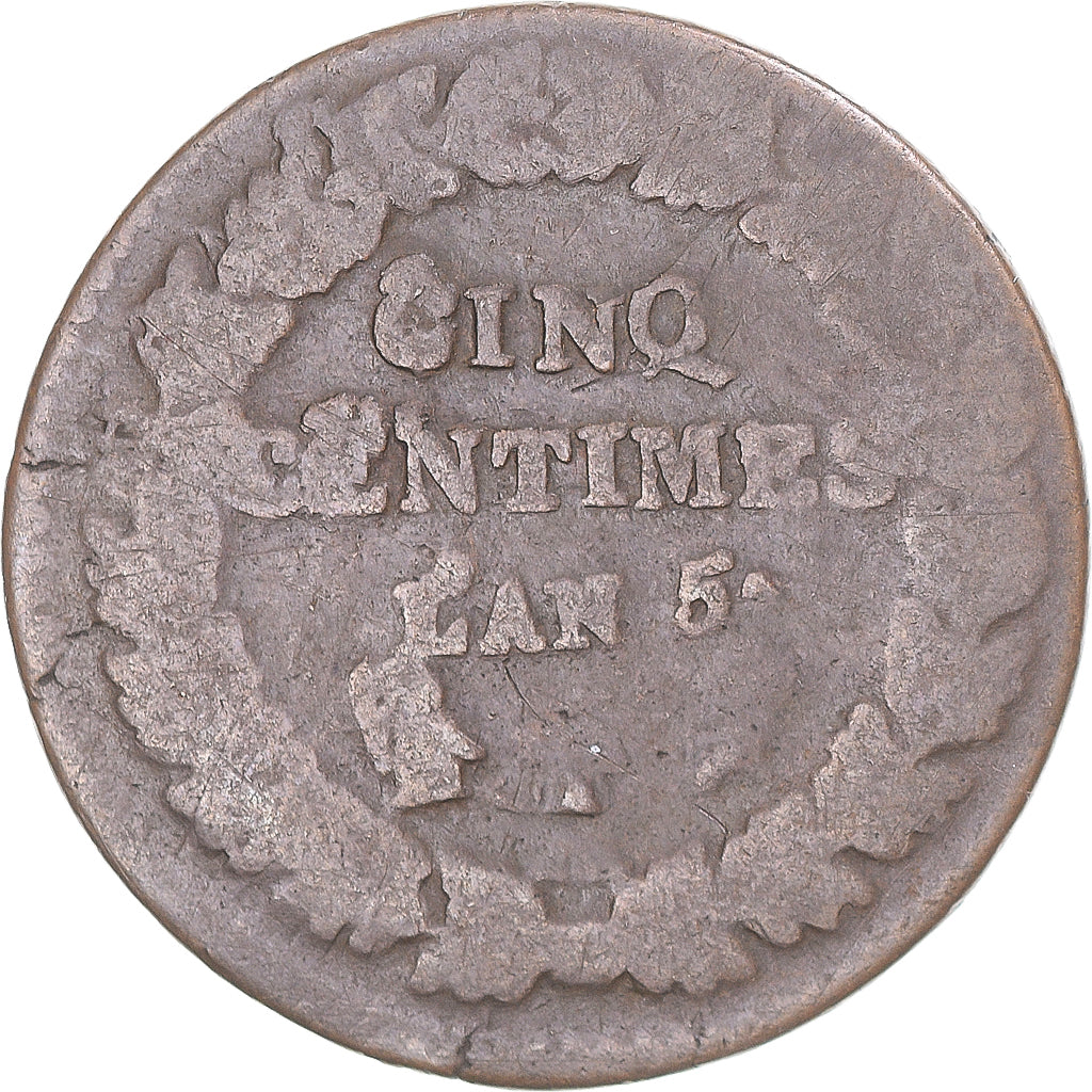 Coin, France, Dupré, 5 Centimes, 1793 / AN 5, Paris, VF(20-25), Bronze