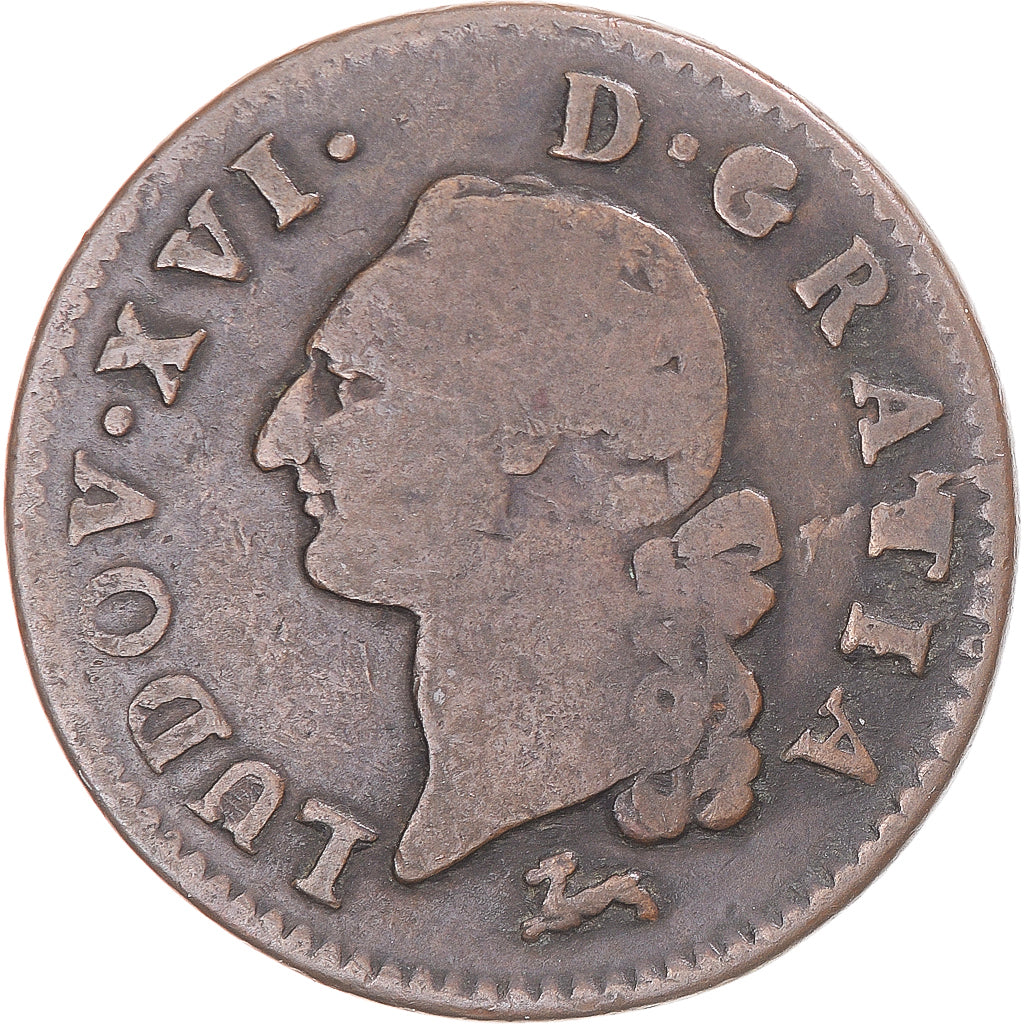 Moneta, Francia, Louis XVI, Sol ou sou, Sol, 1786, Orléans, MB+, Rame