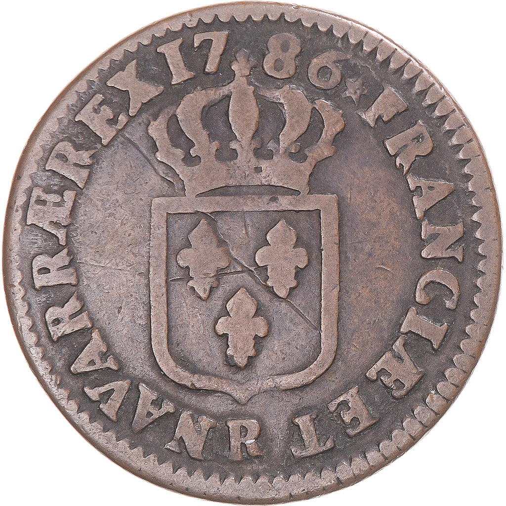 Moneta, Francia, Louis XVI, Sol ou sou, Sol, 1786, Orléans, MB+, Rame