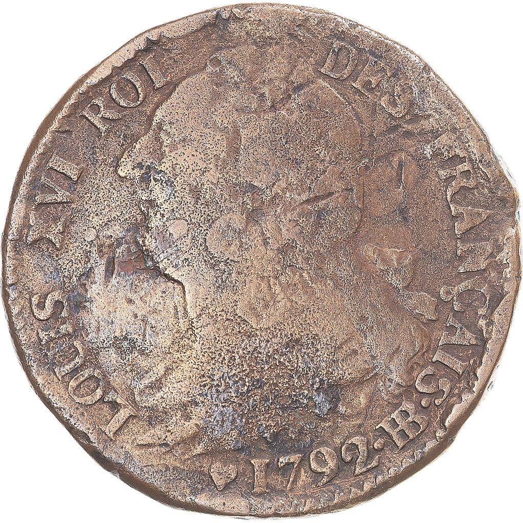 Münze, Frankreich, Louis XVI, 2 sols français, 2 Sols, 1792, Strasbourg, S