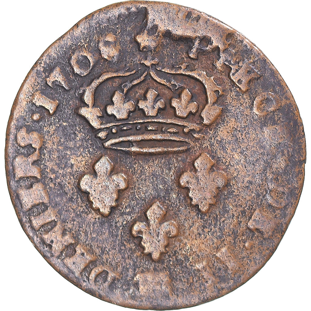 Moeda, França, Louis XIV, Deux deniers de Strasbourg, 2 Deniers, 1708