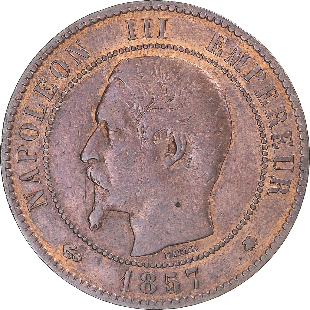 Munten, Frankrijk, Napoleon III, 10 Centimes, 1857, Strasbourg, FR+, Bronzen