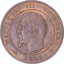 Munten, Frankrijk, Napoleon III, 10 Centimes, 1857, Strasbourg, FR+, Bronzen