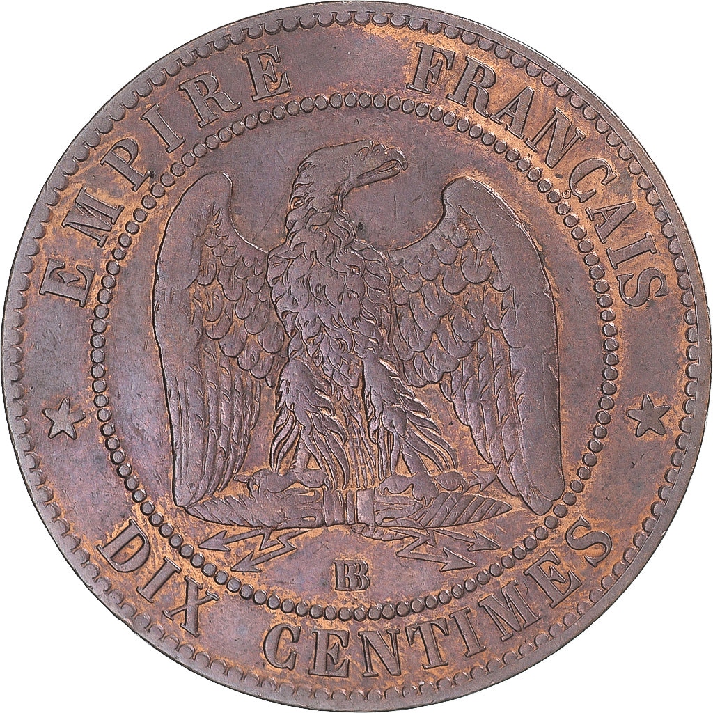 Munten, Frankrijk, Napoleon III, 10 Centimes, 1857, Strasbourg, FR+, Bronzen