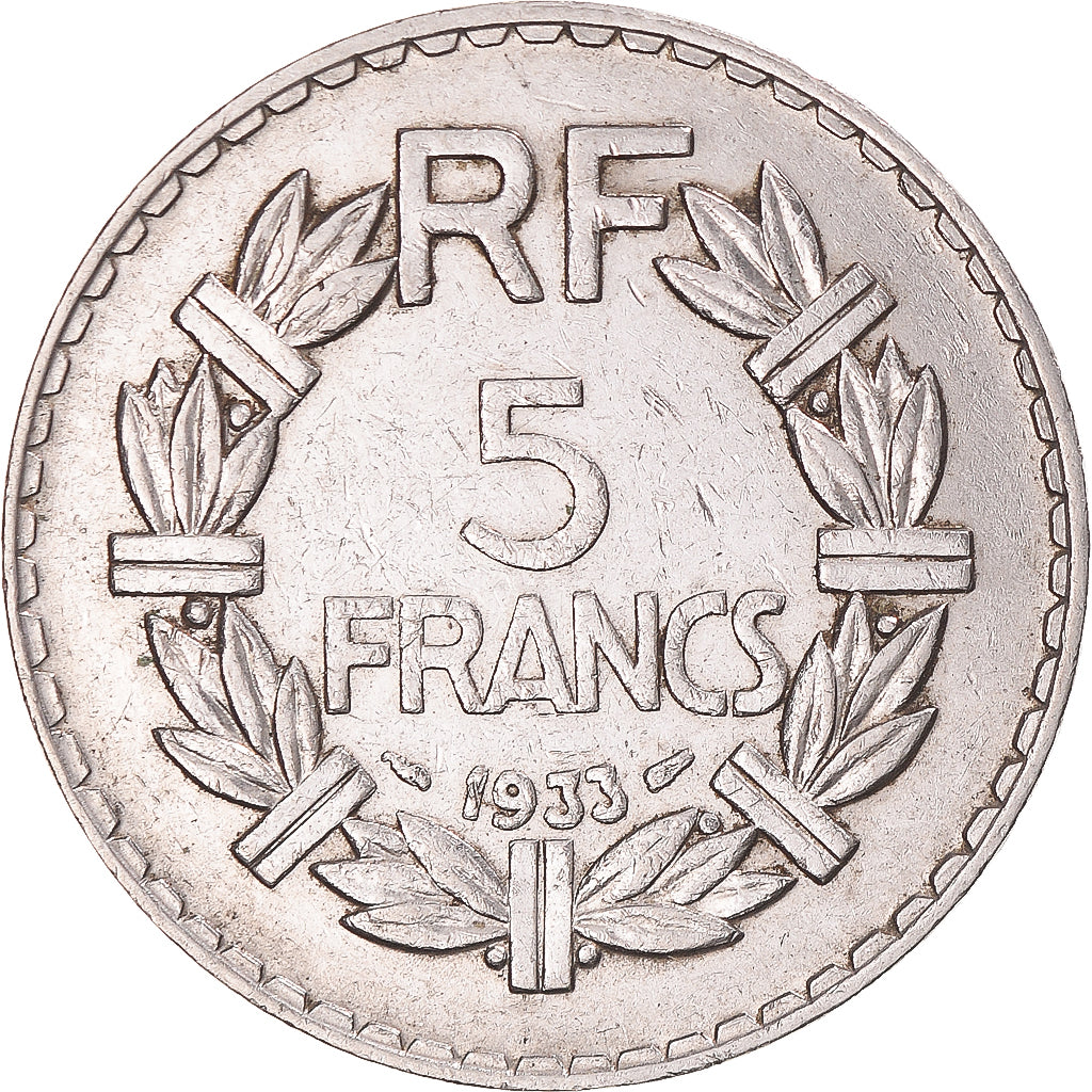 Moneta, Francia, Lavrillier, 5 Francs, 1933, Paris, BB, Nichel, KM:888