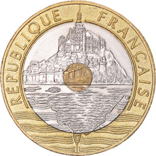 Coin, France, Mont Saint Michel, 20 Francs, 1993, EF(40-45), Tri-Metallic