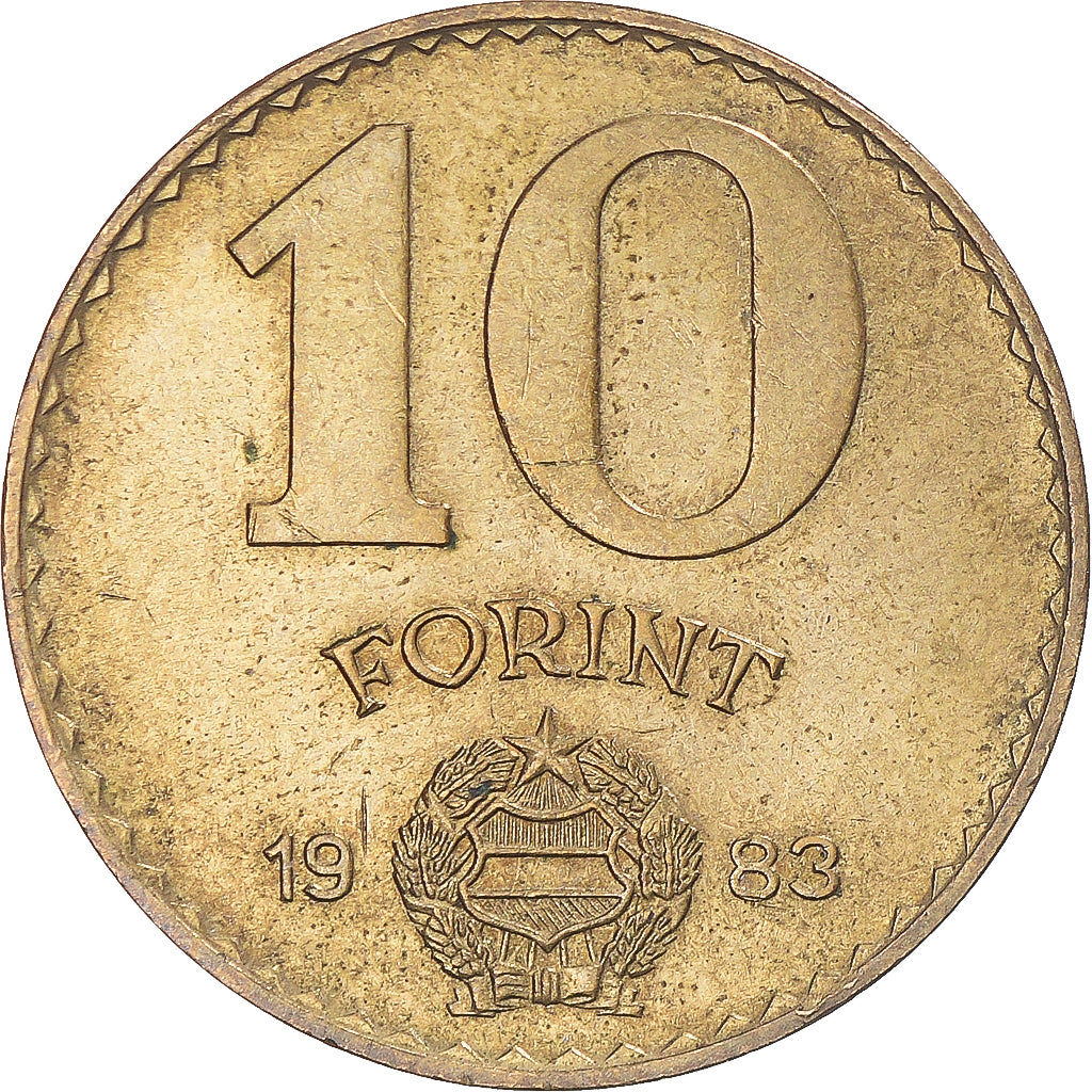 Moneta, Ungheria, 10 Forint, 1983, Budapest, BB, Alluminio-bronzo, KM:636