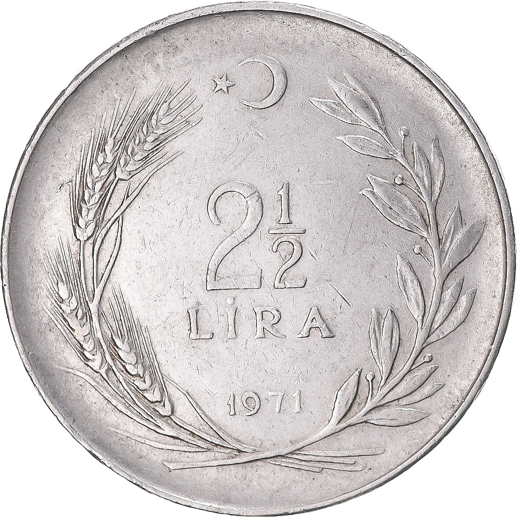 Munten, Turkije, 2-1/2 Lira, 1971, ZF, Stainless Steel, KM:893.2