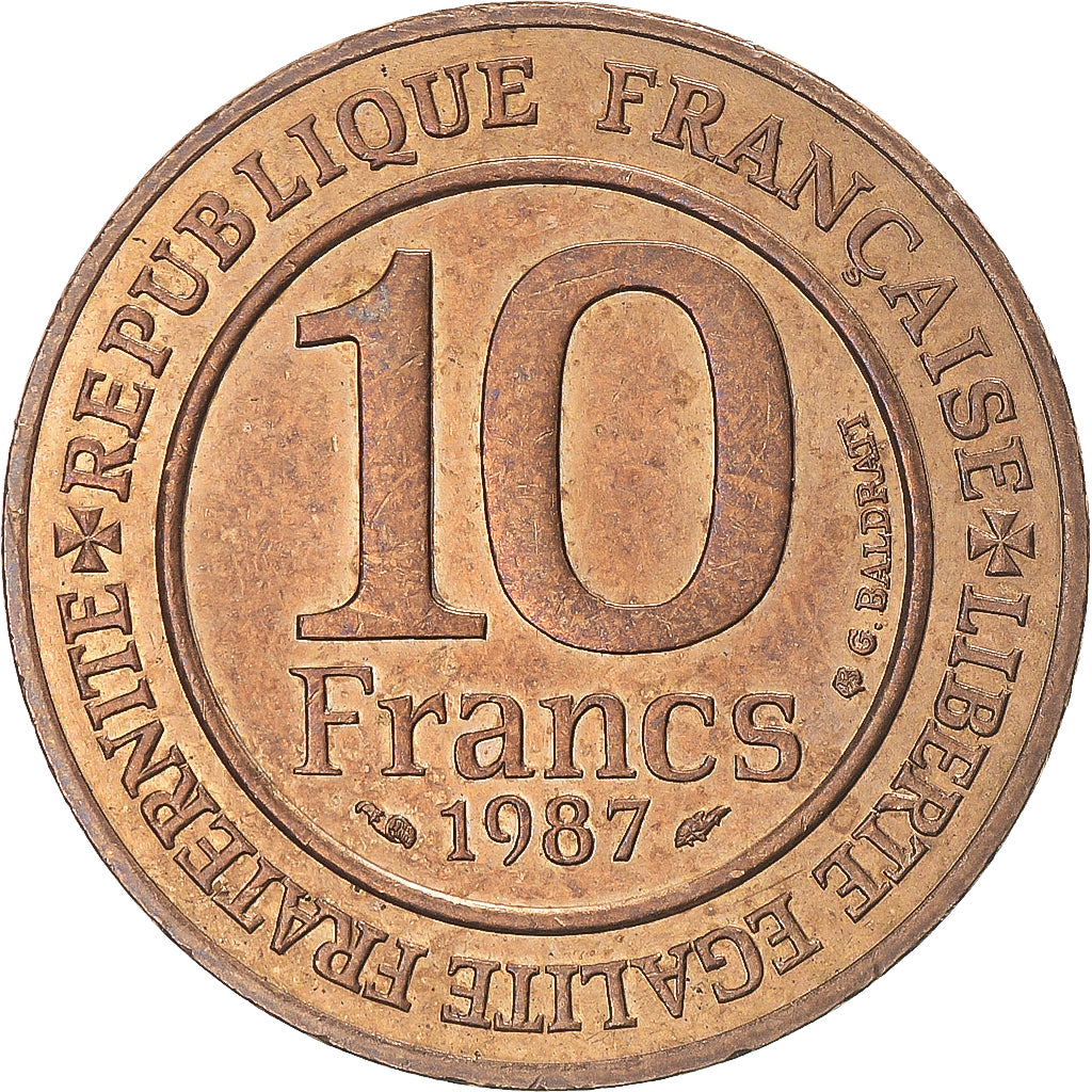 Moneda, Francia, Hugues Capet, 10 Francs, 1987, EBC, Níquel - bronce, KM:961d