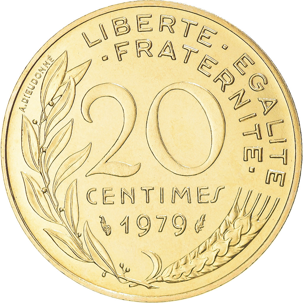 Moneta, Francja, Marianne, 20 Centimes, 1979, Paris, MS(65-70), Aluminium-Brąz