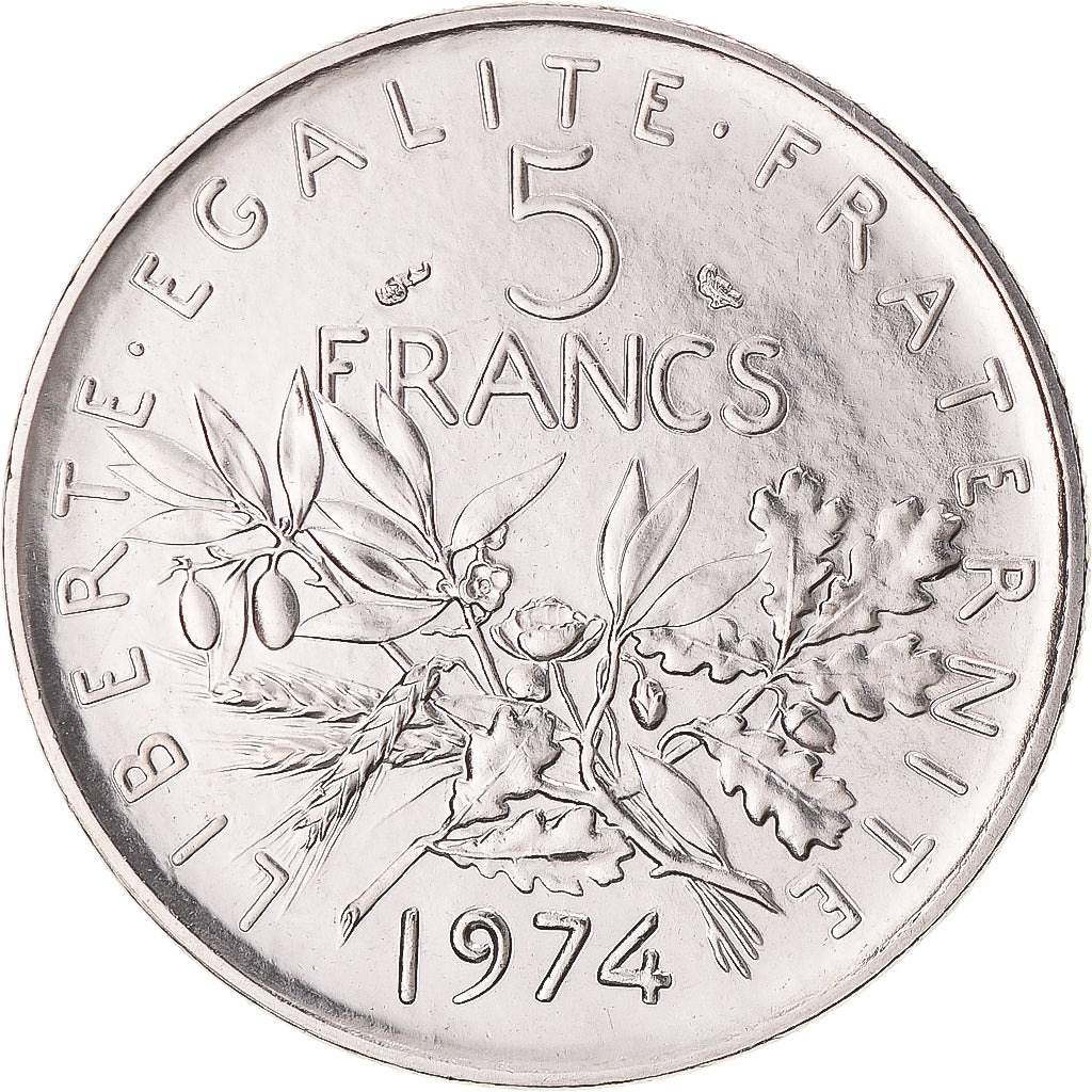 Moneda, Francia, Semeuse, 5 Francs, 1974, Paris, FDC, Níquel recubierto de