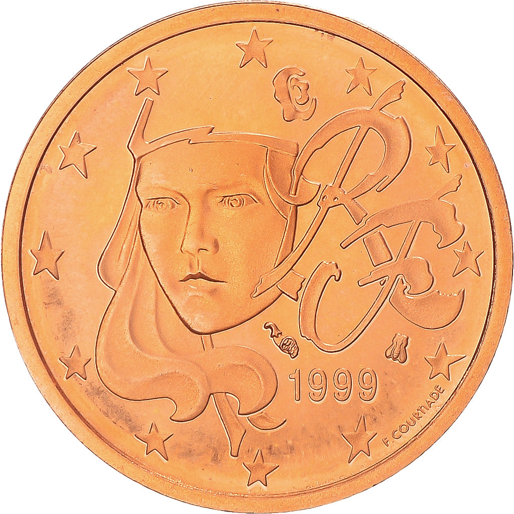 França, 2 Euro Cent, 1999, Paris, MS(65-70), Aço Cromado a Cobre, Gadoury:2