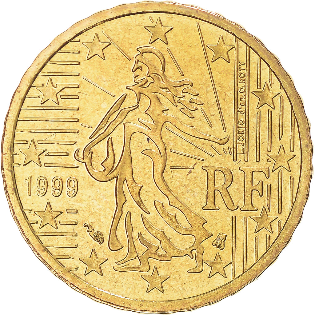 France, 10 Euro Cent, 1999, Paris, MS(65-70), Brass, Gadoury:4., KM:1285