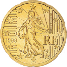 France, 20 Euro Cent, 1999, Paris, MS(65-70), Brass, Gadoury:5., KM:1286
