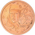 Francia, Euro Cent, 2001, Paris, FDC, Cobre chapado en acero, Gadoury:1, KM:1282