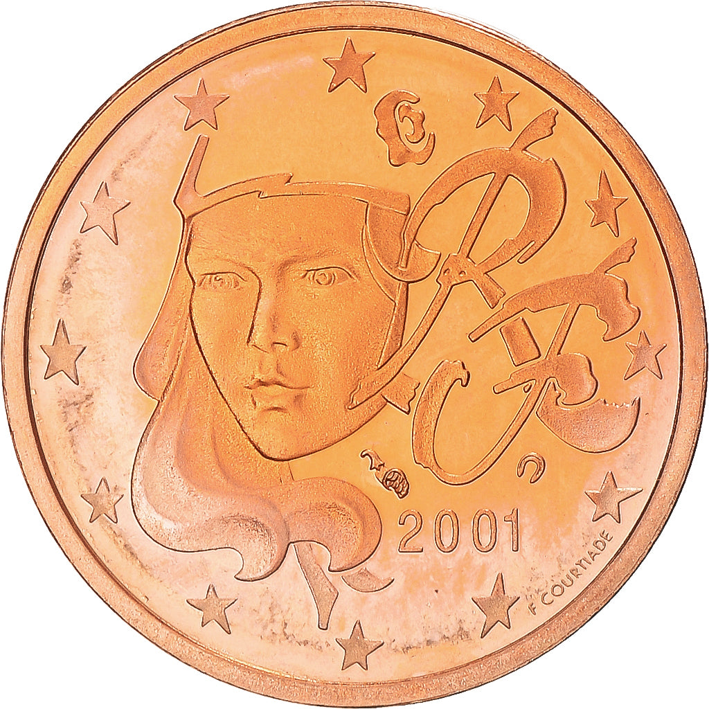 Francia, 2 Euro Cent, 2001, Paris, FDC, Cobre chapado en acero, Gadoury:2