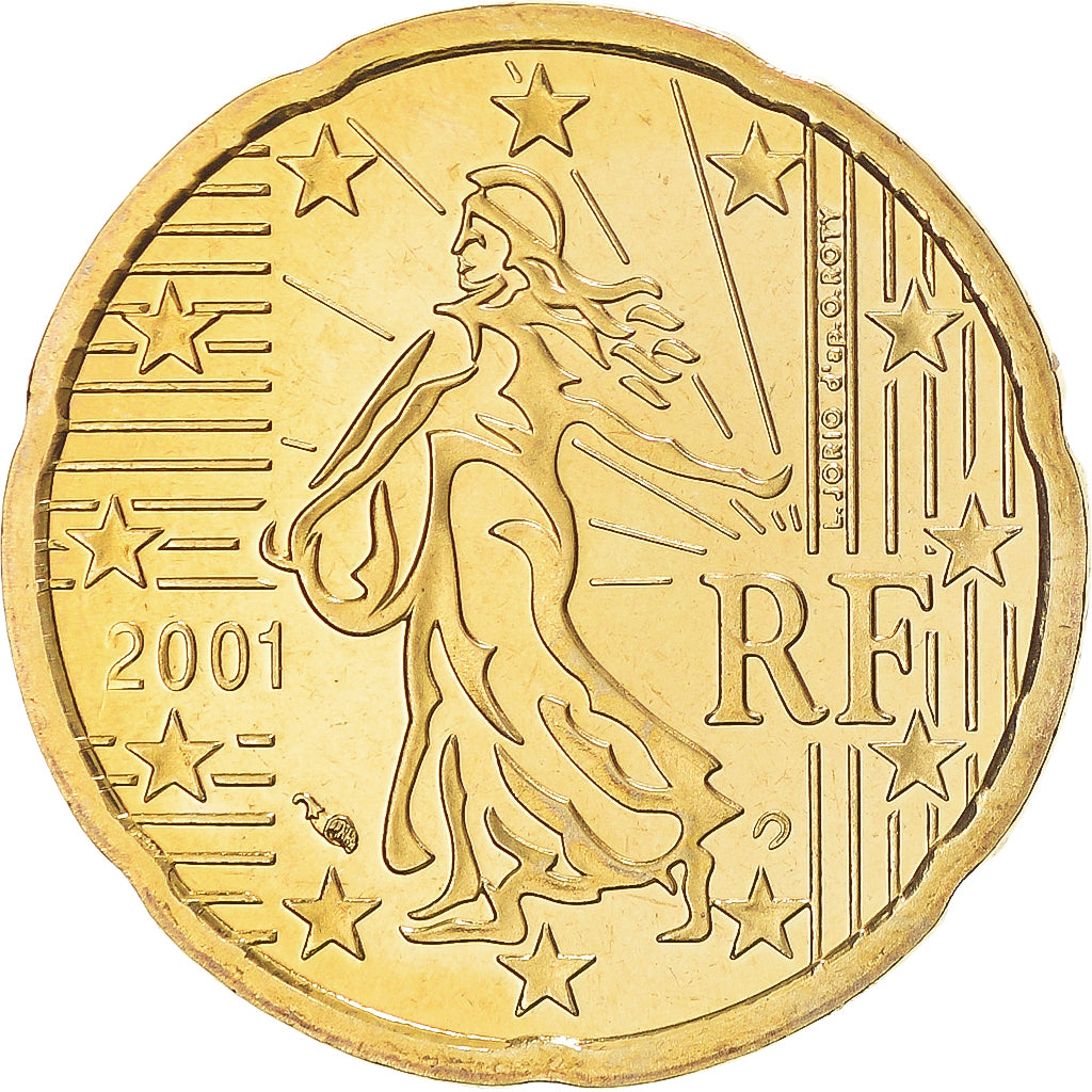 Francia, 20 Euro Cent, 2001, Paris, FDC, Latón, Gadoury:5., KM:1286
