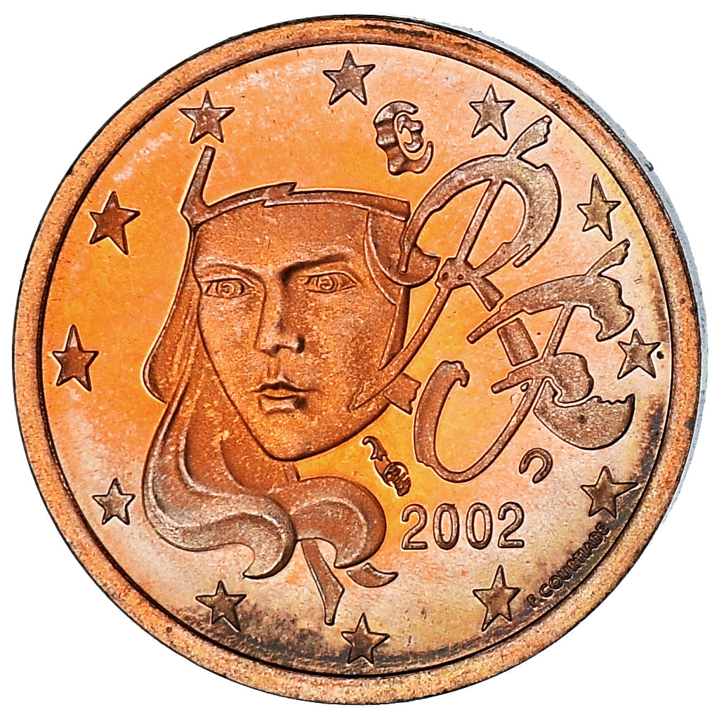 France, Euro Cent, 2002, Paris, Proof / BE, MS(65-70), Copper Plated Steel