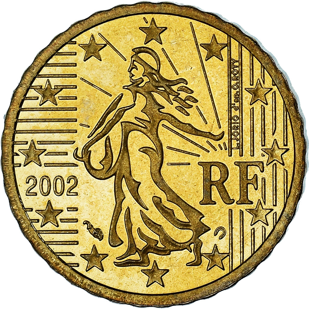 França, 10 Euro Cent, 2002, Paris, Proof / BE, MS(65-70), Latão, Gadoury:4a