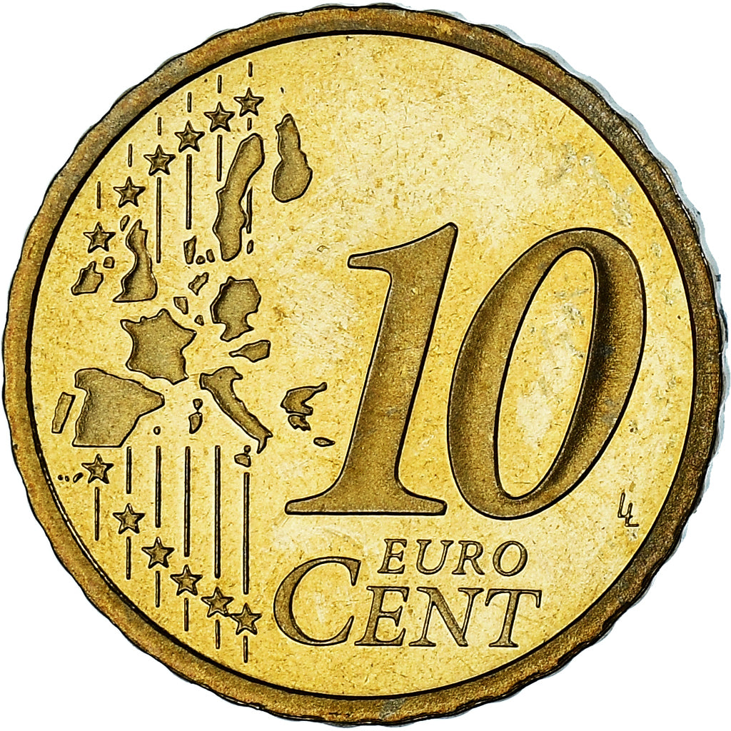 França, 10 Euro Cent, 2002, Paris, Proof / BE, MS(65-70), Latão, Gadoury:4a